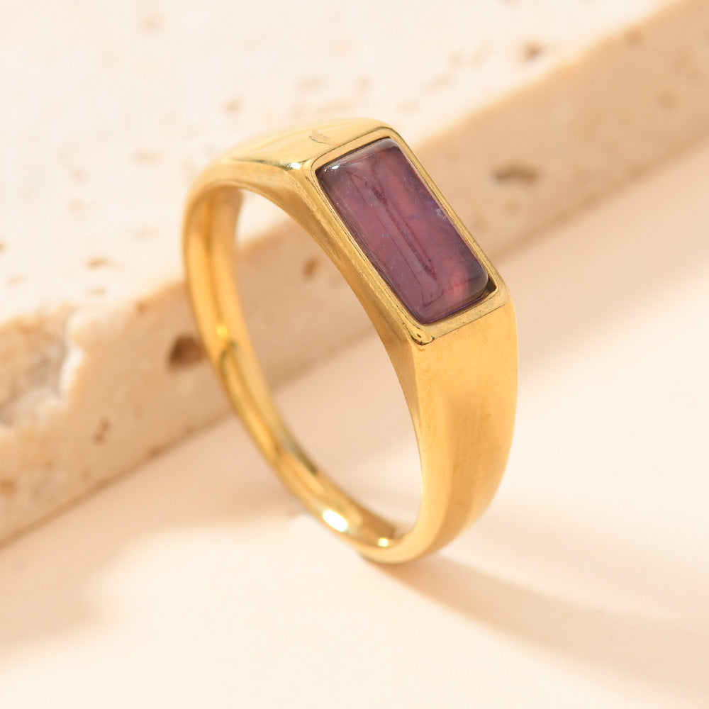 Rectangular Natural Stone Ring