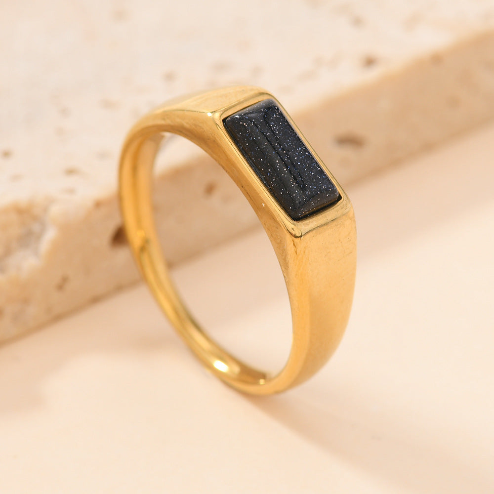 Rectangular Natural Stone Ring
