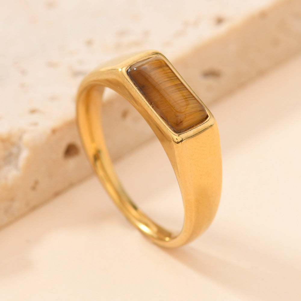 Rectangular Natural Stone Ring
