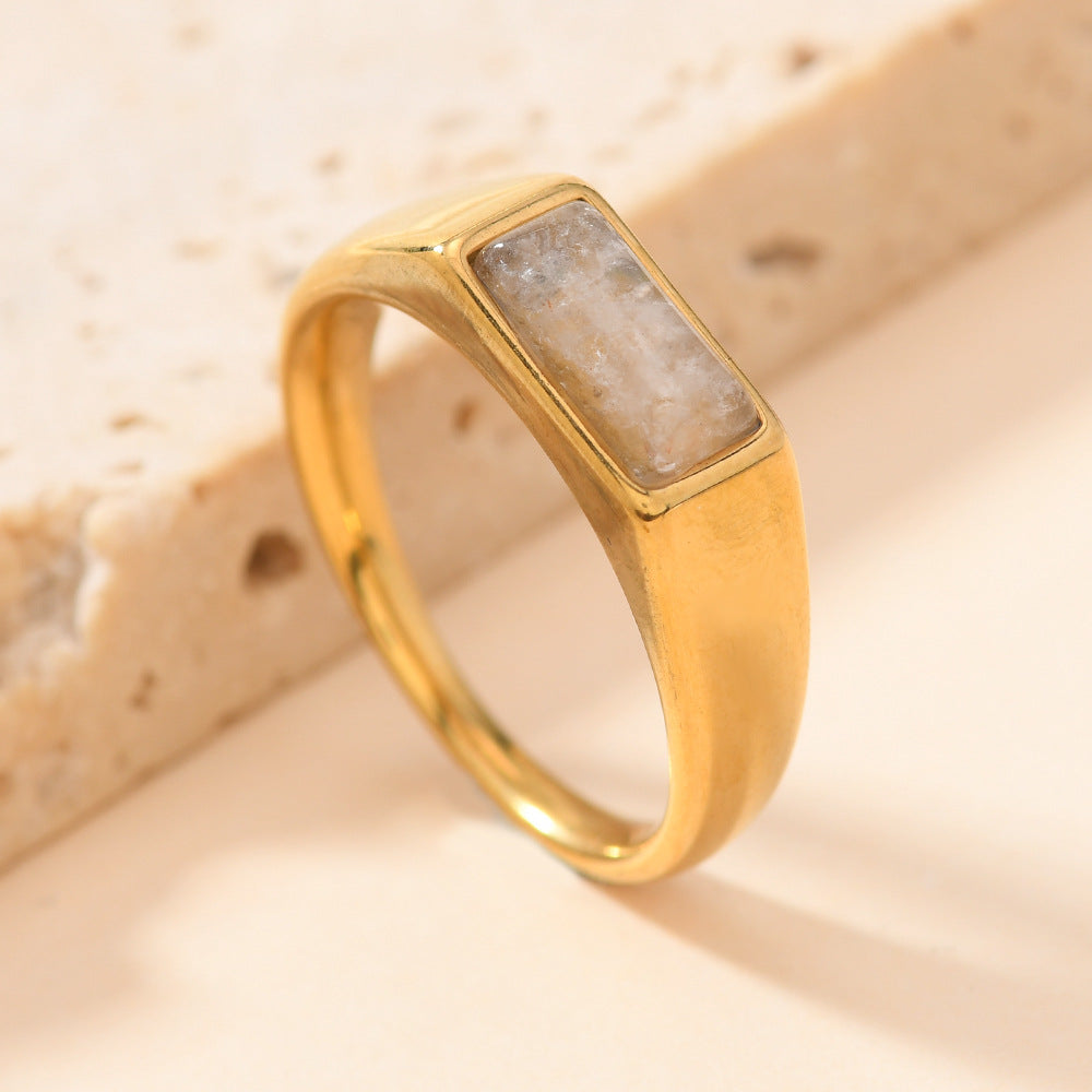 Rectangular Natural Stone Ring