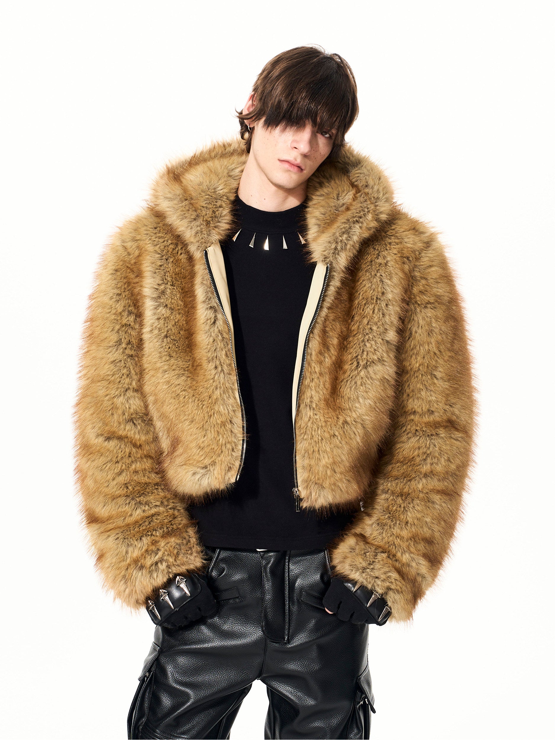 Faux Mink Fur Hooded Coat
