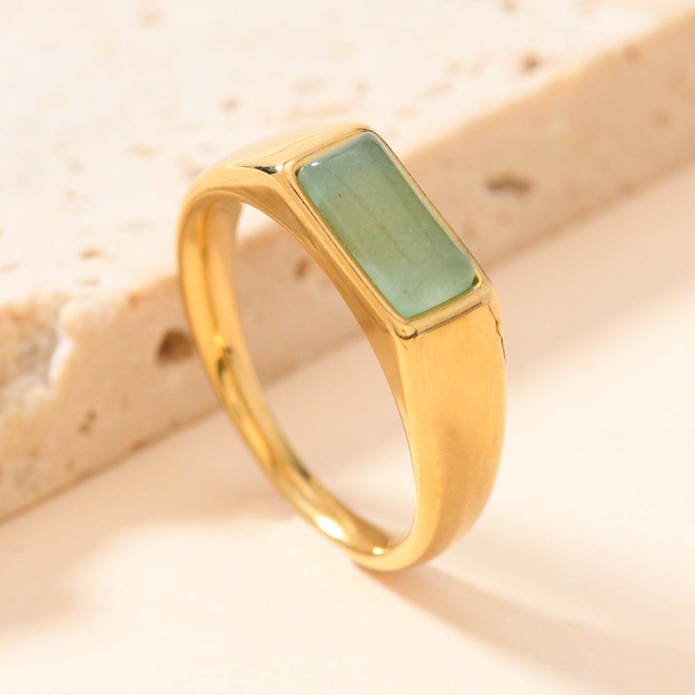 Rectangular Natural Stone Ring