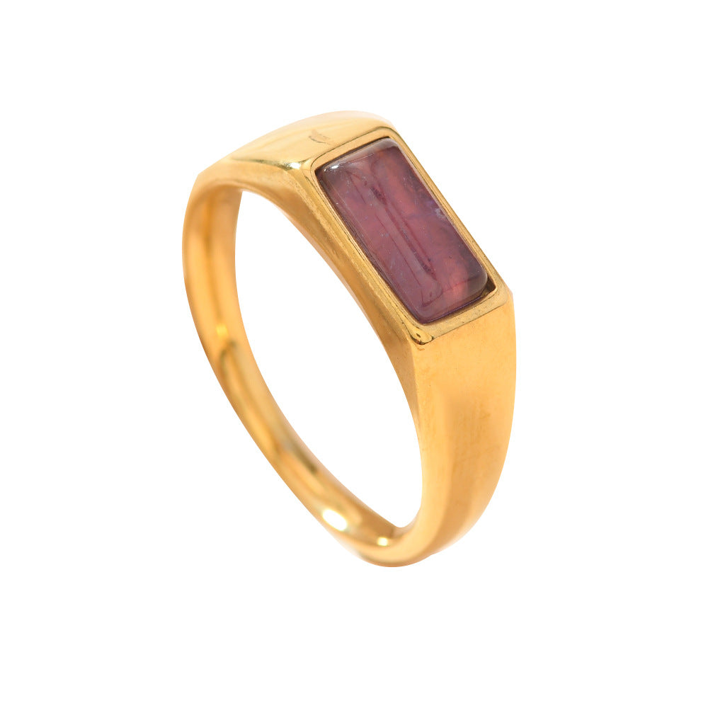 Rectangular Natural Stone Ring