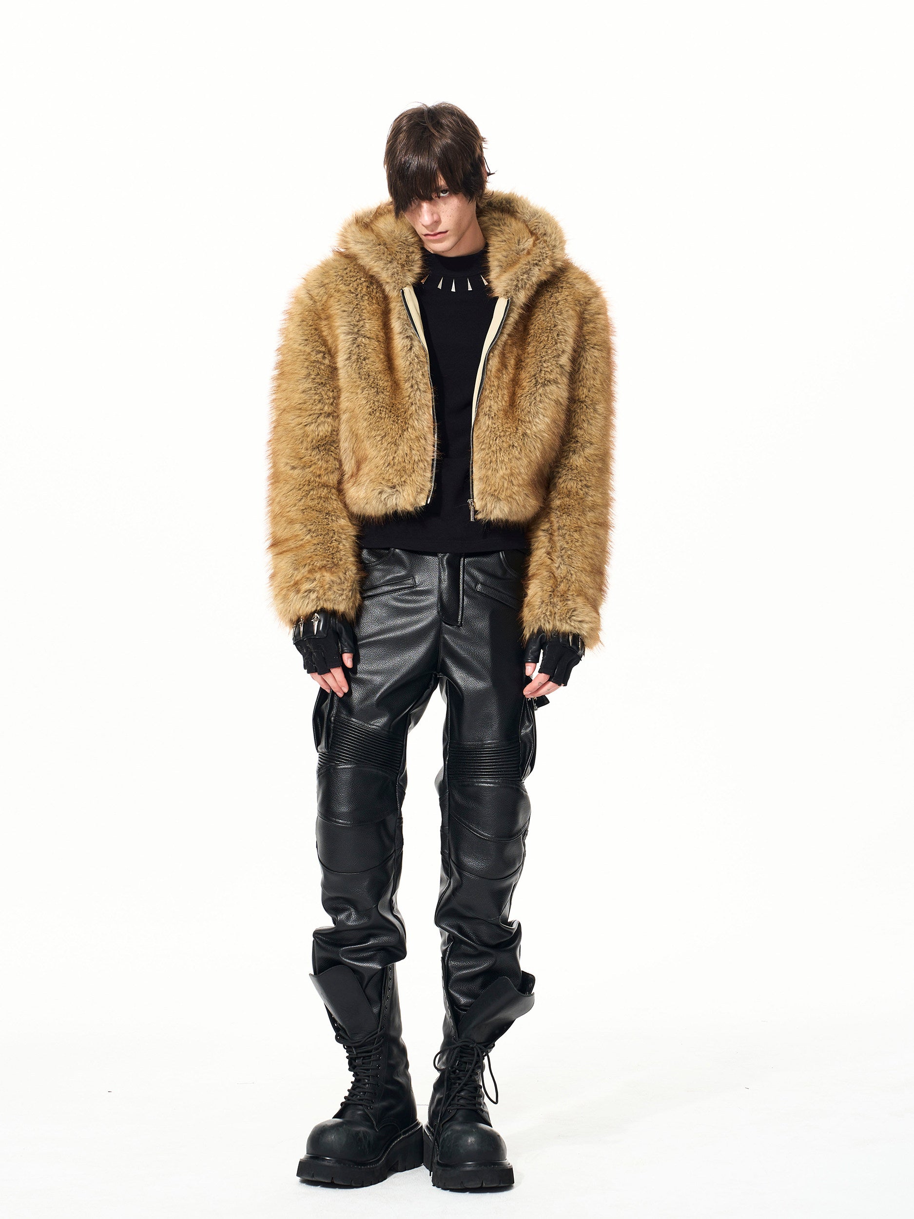 Faux Mink Fur Hooded Coat