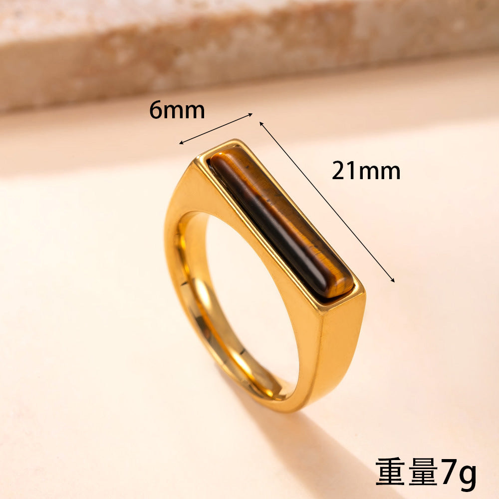 Rectangular Natural Stone Ring