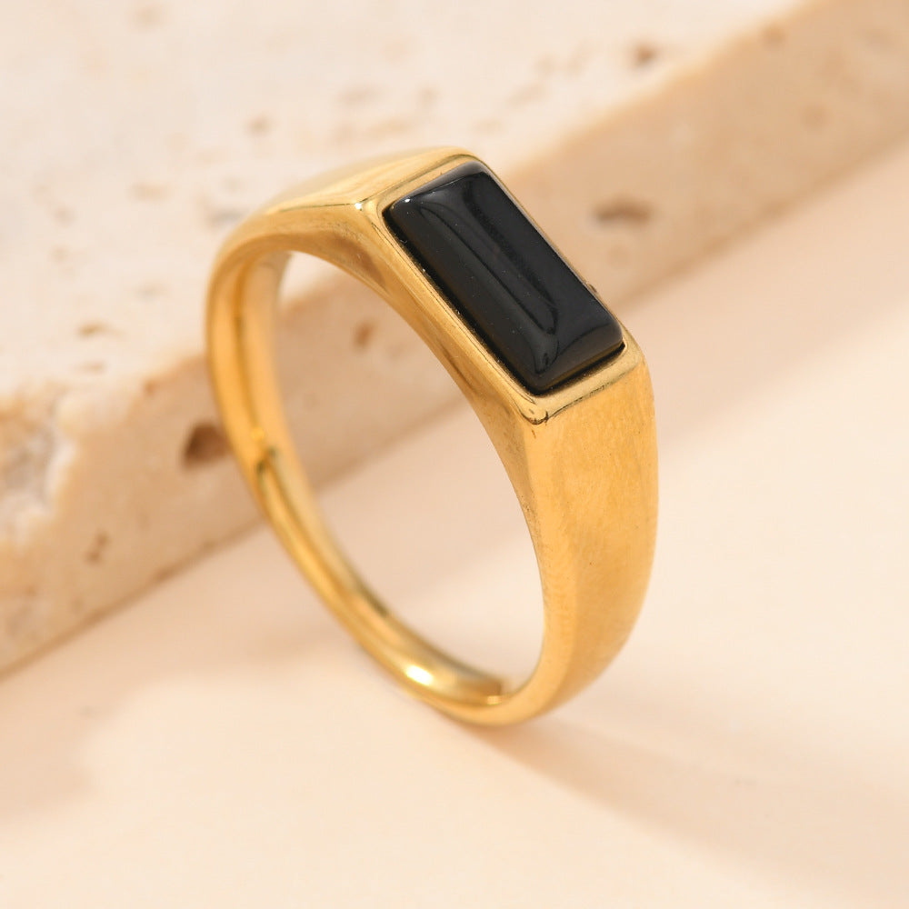 Rectangular Natural Stone Ring